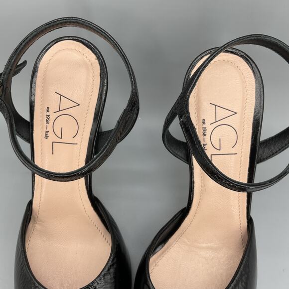 NEW AGL Milly H Block Heel Sandals Black Size 6 (36) - Picture 5 of 10